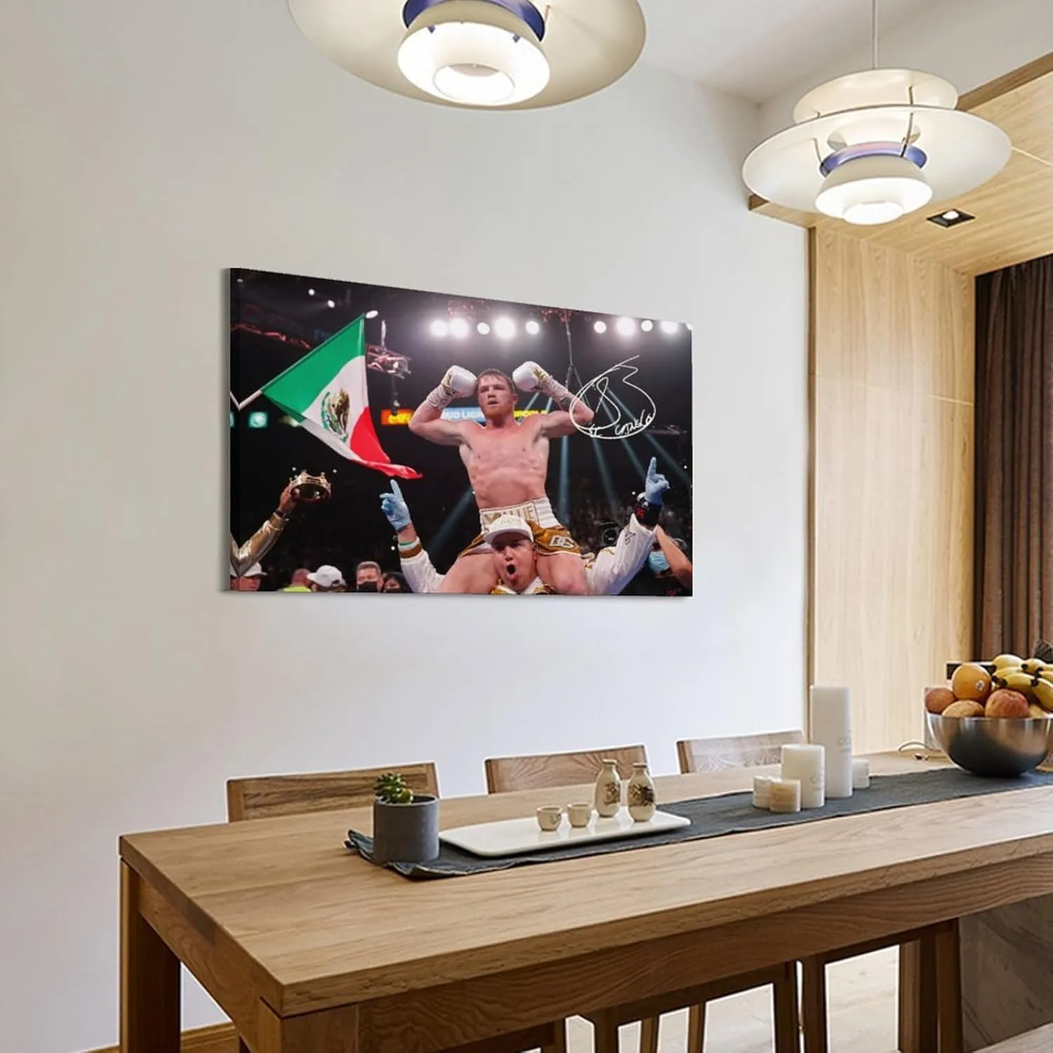 Bxzpzplj Canelo Alvarez Signed Canvas Poster Wall Art Decor Print Picture Paintings for Living Room Bedroom Decoration Frame-style 12x18inch(30x45cm)