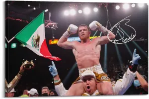 Bxzpzplj Canelo Alvarez Signed Canvas Poster Wall Art Decor Print Picture Paintings for Living Room Bedroom Decoration Frame-style 12x18inch(30x45cm)