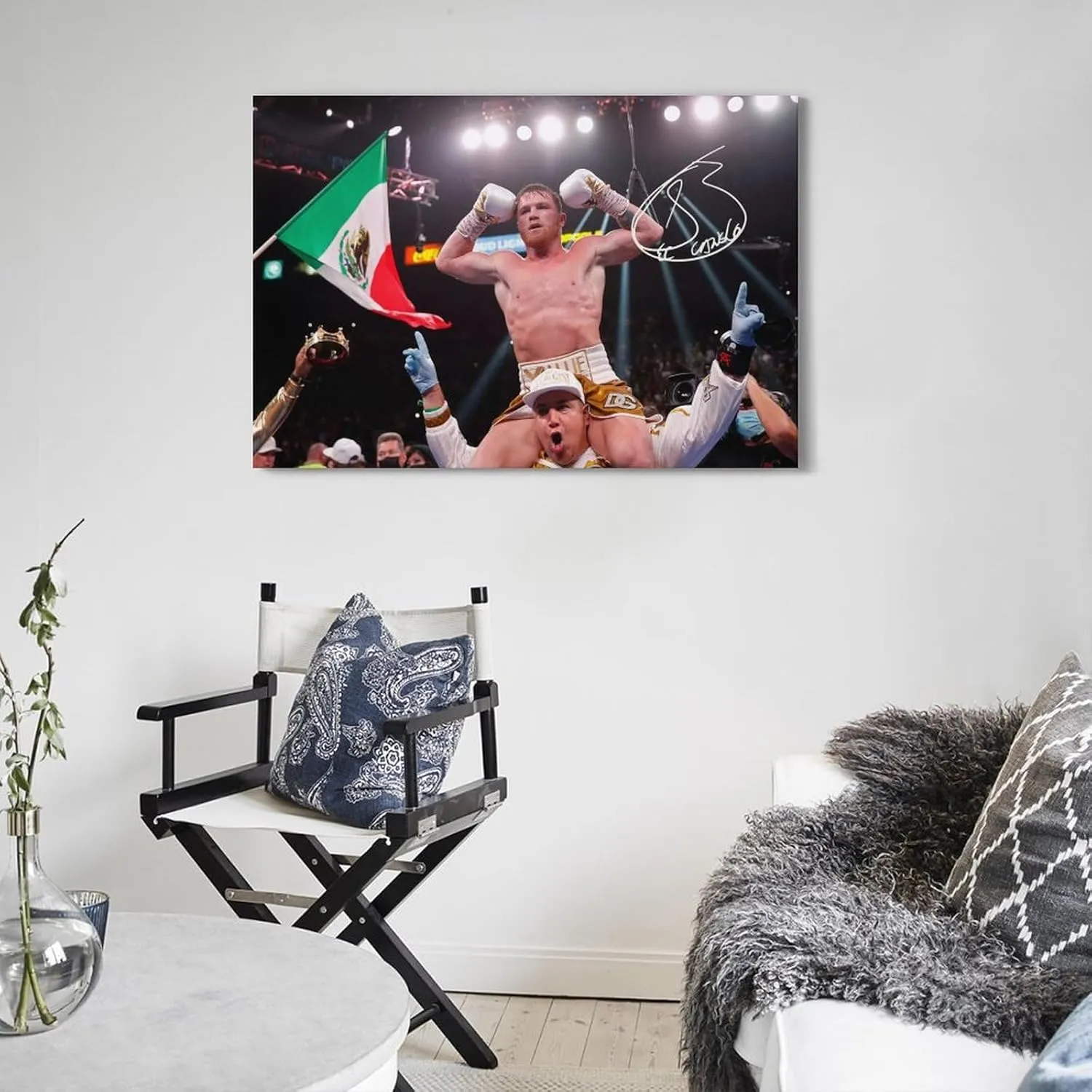 Bxzpzplj Canelo Alvarez Signed Canvas Poster Wall Art Decor Print Picture Paintings for Living Room Bedroom Decoration Frame-style 12x18inch(30x45cm)