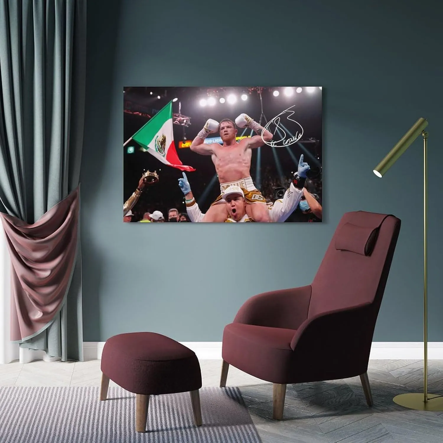 Bxzpzplj Canelo Alvarez Signed Canvas Poster Wall Art Decor Print Picture Paintings for Living Room Bedroom Decoration Frame-style 12x18inch(30x45cm)
