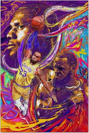 bzcpc Basketball Stars LeBron James Poster Canvas Art Bedroom Wall Decor Kids Room Decor Inspirational Gift (LeBron James, 12×18in（30×45cm)