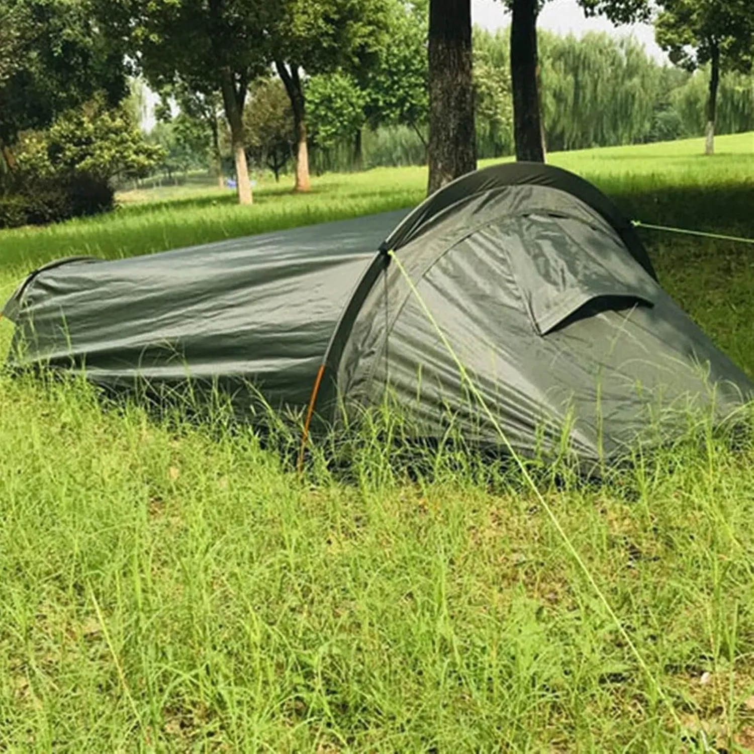 Camping Tent Waterproof Windproof Backpack Tent Good Ventilation Rest and Sleep Outdoor Ultra Light Single Camping Tent (Color : Orange) (Orange One S