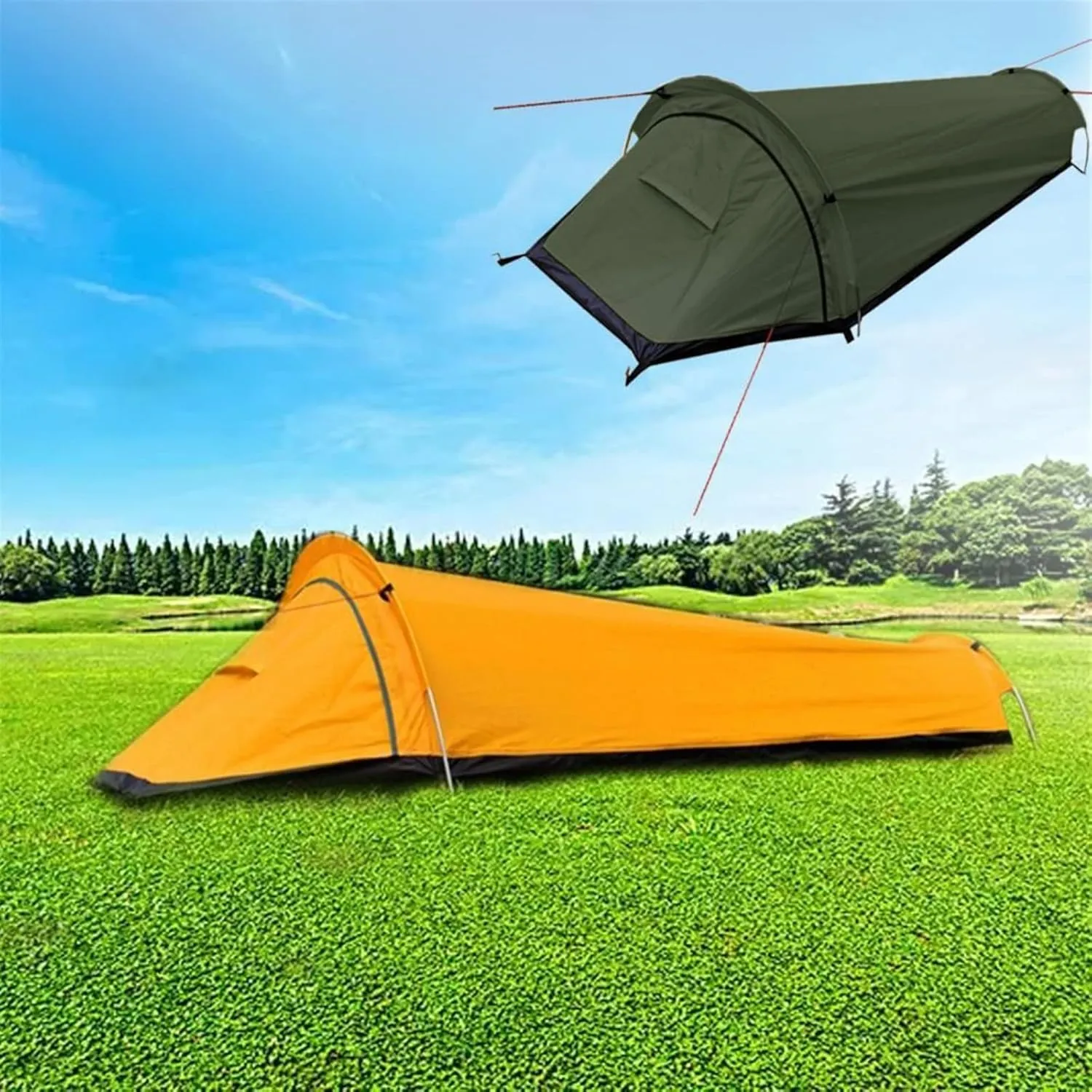 Camping Tent Waterproof Windproof Backpack Tent Good Ventilation Rest and Sleep Outdoor Ultra Light Single Camping Tent (Color : Orange) (Orange One S
