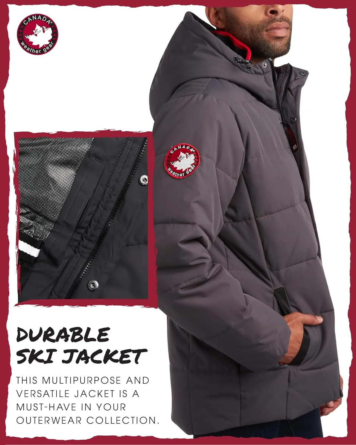 CANADA WEATHER GEAR Men's Winter Jacket – Heavyweight Puffer Jacket – Casual Coat for Men (M-XXL)