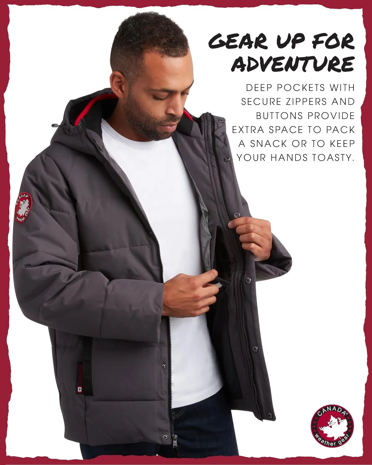 CANADA WEATHER GEAR Men's Winter Jacket – Heavyweight Puffer Jacket – Casual Coat for Men (M-XXL)