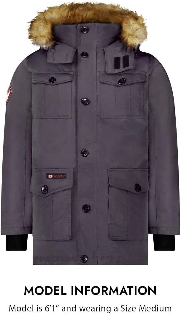 CANADA WEATHER GEAR Parka Coat for Men-Insulated Winter Jacket w/Faux Fur Hood