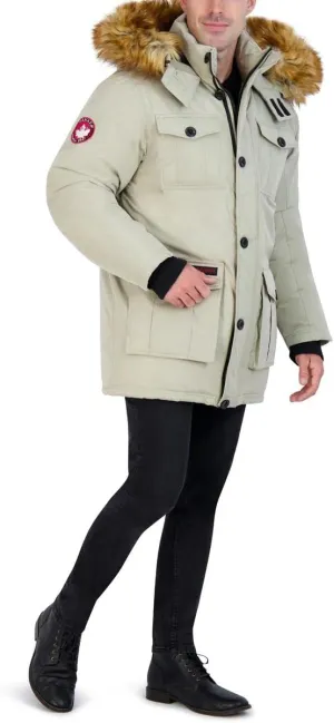 CANADA WEATHER GEAR Parka Coat for Men-Insulated Winter Jacket w/Faux Fur Hood