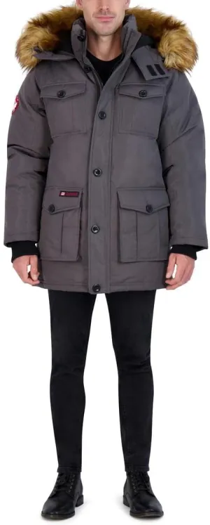 CANADA WEATHER GEAR Parka Coat for Men-Insulated Winter Jacket w/Faux Fur Hood