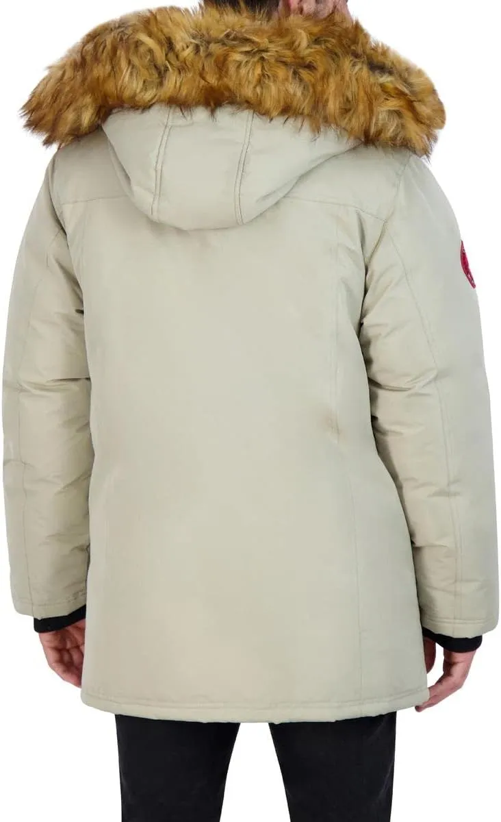 CANADA WEATHER GEAR Parka Coat for Men-Insulated Winter Jacket w/Faux Fur Hood