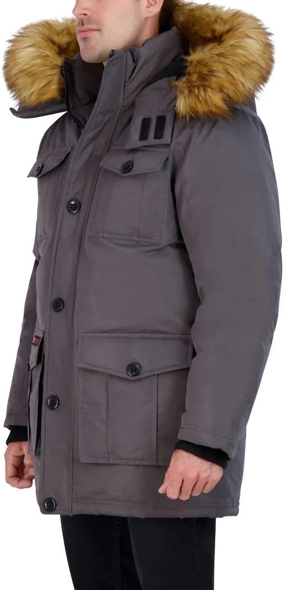 CANADA WEATHER GEAR Parka Coat for Men-Insulated Winter Jacket w/Faux Fur Hood