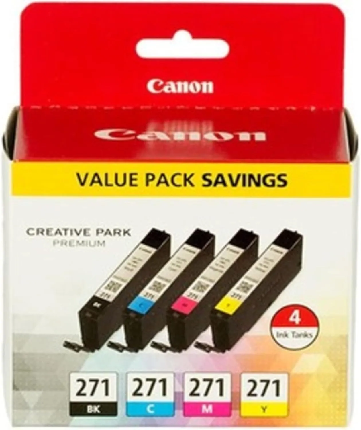 Canon CLI-271 Genuine BK/CMY 4 Color Value Pack, Compatible with MG6820, MG6821, MG6822, MG5720, MG5721, MG5722, MG7720, TS5020, TS6020, TS8020, and TS9020 (Optional) Printers