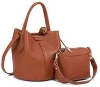 Canvas Genuine Leather Women's Top Handbag, Classic Shoulder Bag, Khaki Sub!
