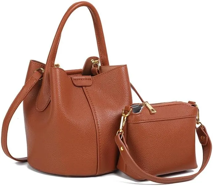 Canvas Genuine Leather Women's Top Handbag, Classic Shoulder Bag, Khaki Sub!
