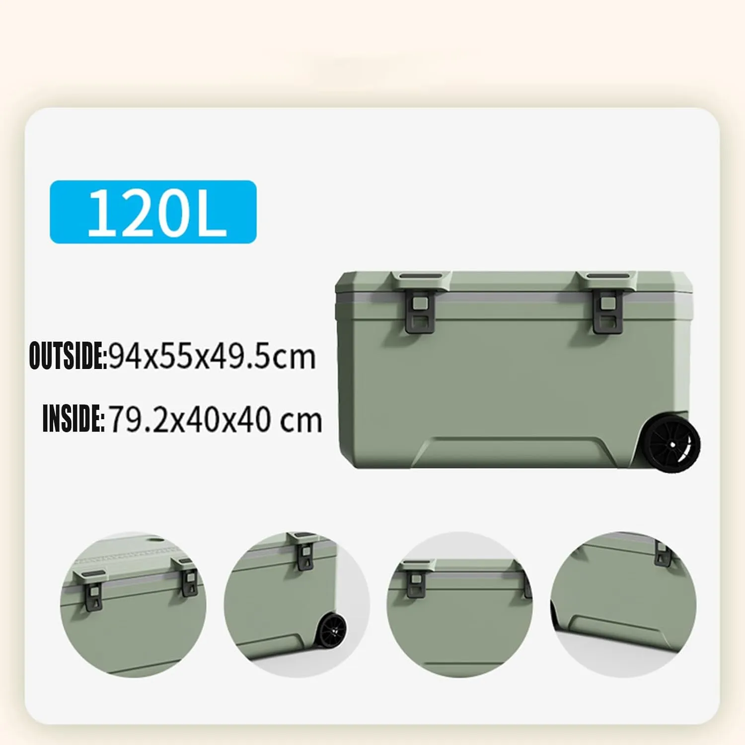 Car Camping Coolers for Audi Q1/Q2/Q3/Q4/Q5/Q6/Q7/Q8/TT, Waterproof Portable Cooler, Leak Proof Picnic Insulated Bag, Ultra-Light Premium Ice Chest Box,A-Green-120L