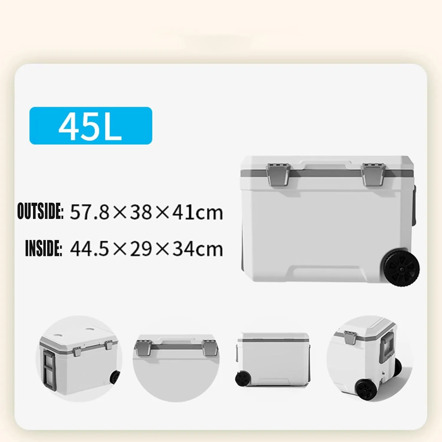 Car Camping Coolers for Ford C-Max/Fairlane/Fusion/Galaxie/Galaxy/Granada, Waterproof Portable Cooler, Leak Proof Picnic Insulated Bag, Ultra-Light Premium Ice Chest Box,B-White-45L
