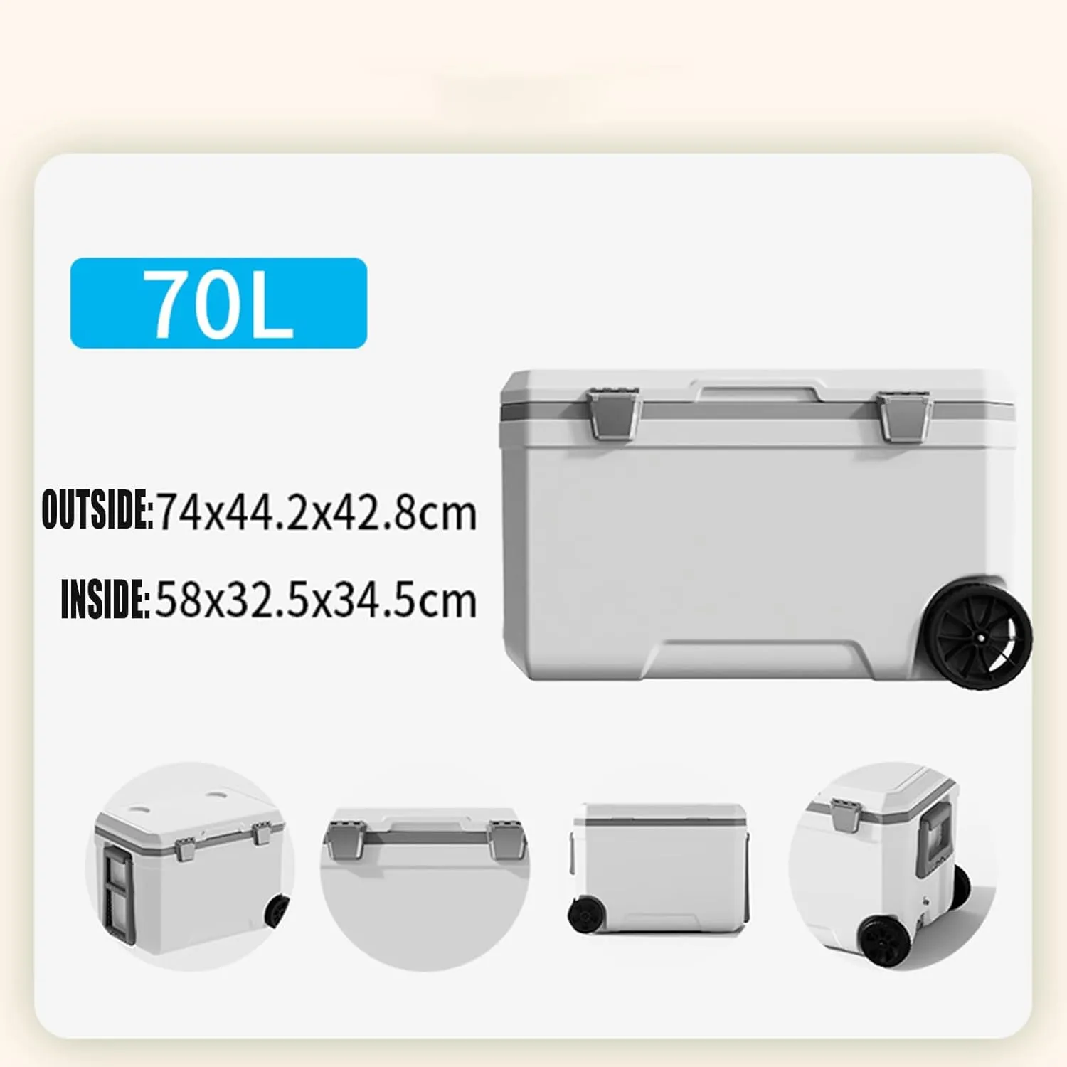 Car Camping Coolers for Mazda CX-7/Demio/Premacy/RX-7/RX-8/Tribute, Waterproof Portable Cooler, Leak Proof Picnic Insulated Bag, Ultra-Light Premium Ice Chest Box,B-White-70L