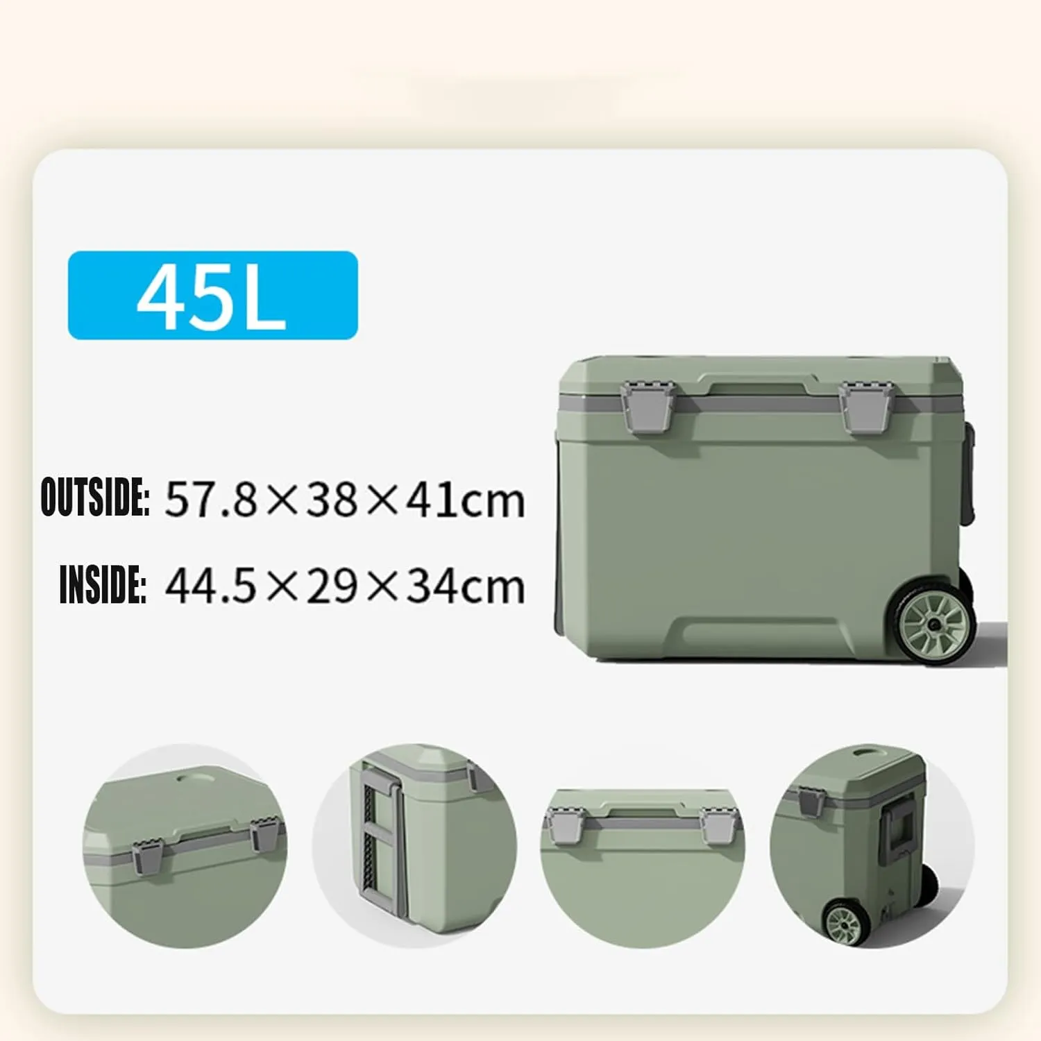 Car Camping Coolers for Seat Leon, Waterproof Portable Cooler, Leak Proof Picnic Insulated Bag, Ultra-Light Premium Ice Chest Box,A-Green-45L