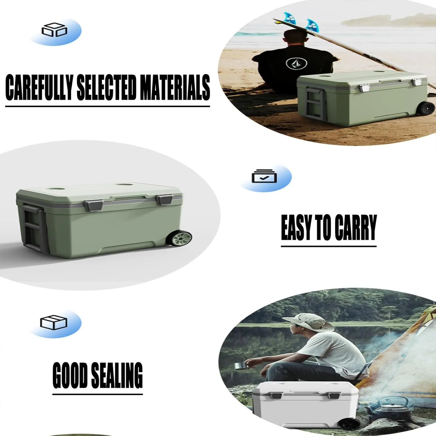 Car Camping Coolers for Toyota C-HR/Camry/Corolla/HiAce/Hilux, Waterproof Portable Cooler, Leak Proof Picnic Insulated Bag, Ultra-Light Premium Ice Chest Box,C-Blue-45L