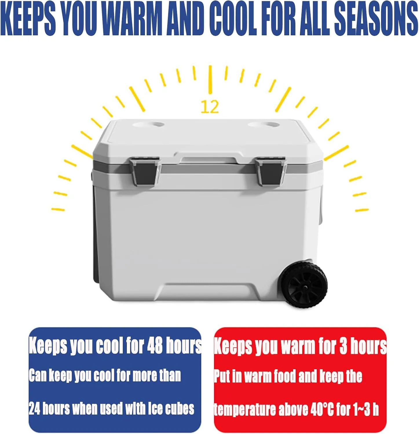 Car Camping Coolers for Toyota C-HR/Camry/Corolla/HiAce/Hilux, Waterproof Portable Cooler, Leak Proof Picnic Insulated Bag, Ultra-Light Premium Ice Chest Box,C-Blue-45L