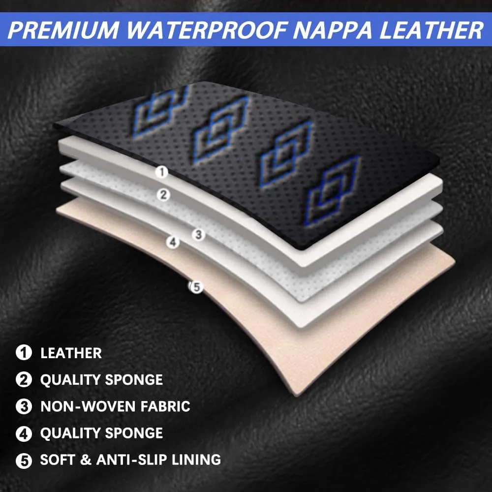 Car Seat Covers for Chevrolet Malibu Limited/Malibu Maxx/Monte Carlo/Sonic/Aveo/Spark EV/SS/Trailblazer EXT/Traverse Limited/Trax/Volt/Blazer/Cruze/Impala/Equinox,5-Seats Luxury(Black Blue)