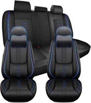 Car Seat Covers for Chevrolet Malibu Limited/Malibu Maxx/Monte Carlo/Sonic/Aveo/Spark EV/SS/Trailblazer EXT/Traverse Limited/Trax/Volt/Blazer/Cruze/Impala/Equinox,5-Seats Luxury(Black Blue)