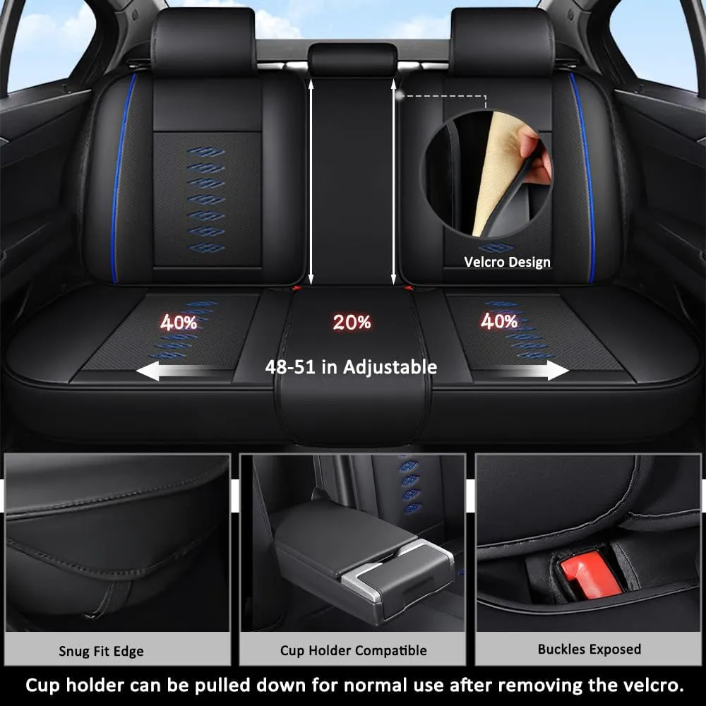Car Seat Covers for Chevrolet Malibu Limited/Malibu Maxx/Monte Carlo/Sonic/Aveo/Spark EV/SS/Trailblazer EXT/Traverse Limited/Trax/Volt/Blazer/Cruze/Impala/Equinox,5-Seats Luxury(Black Blue)