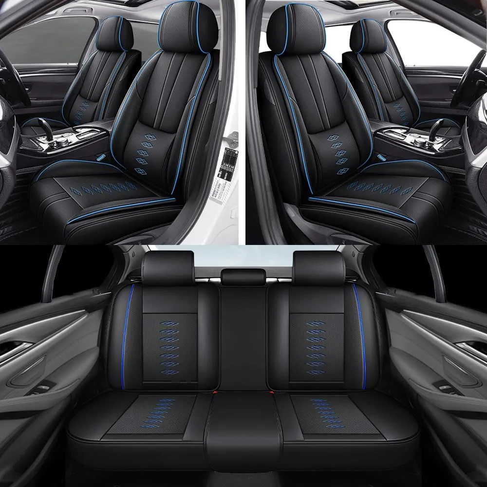 Car Seat Covers for Chevrolet Malibu Limited/Malibu Maxx/Monte Carlo/Sonic/Aveo/Spark EV/SS/Trailblazer EXT/Traverse Limited/Trax/Volt/Blazer/Cruze/Impala/Equinox,5-Seats Luxury(Black Blue)