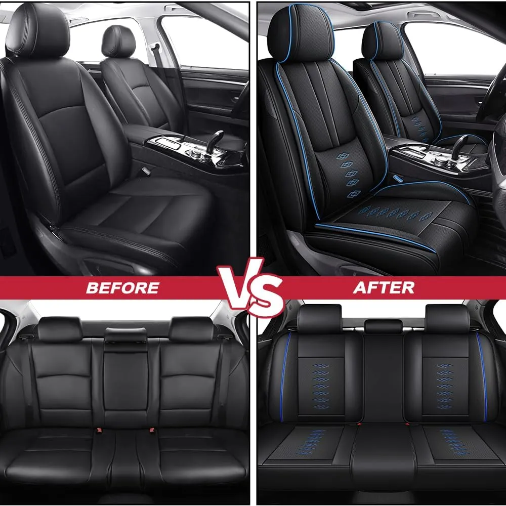 Car Seat Covers for Chevrolet Malibu Limited/Malibu Maxx/Monte Carlo/Sonic/Aveo/Spark EV/SS/Trailblazer EXT/Traverse Limited/Trax/Volt/Blazer/Cruze/Impala/Equinox,5-Seats Luxury(Black Blue)