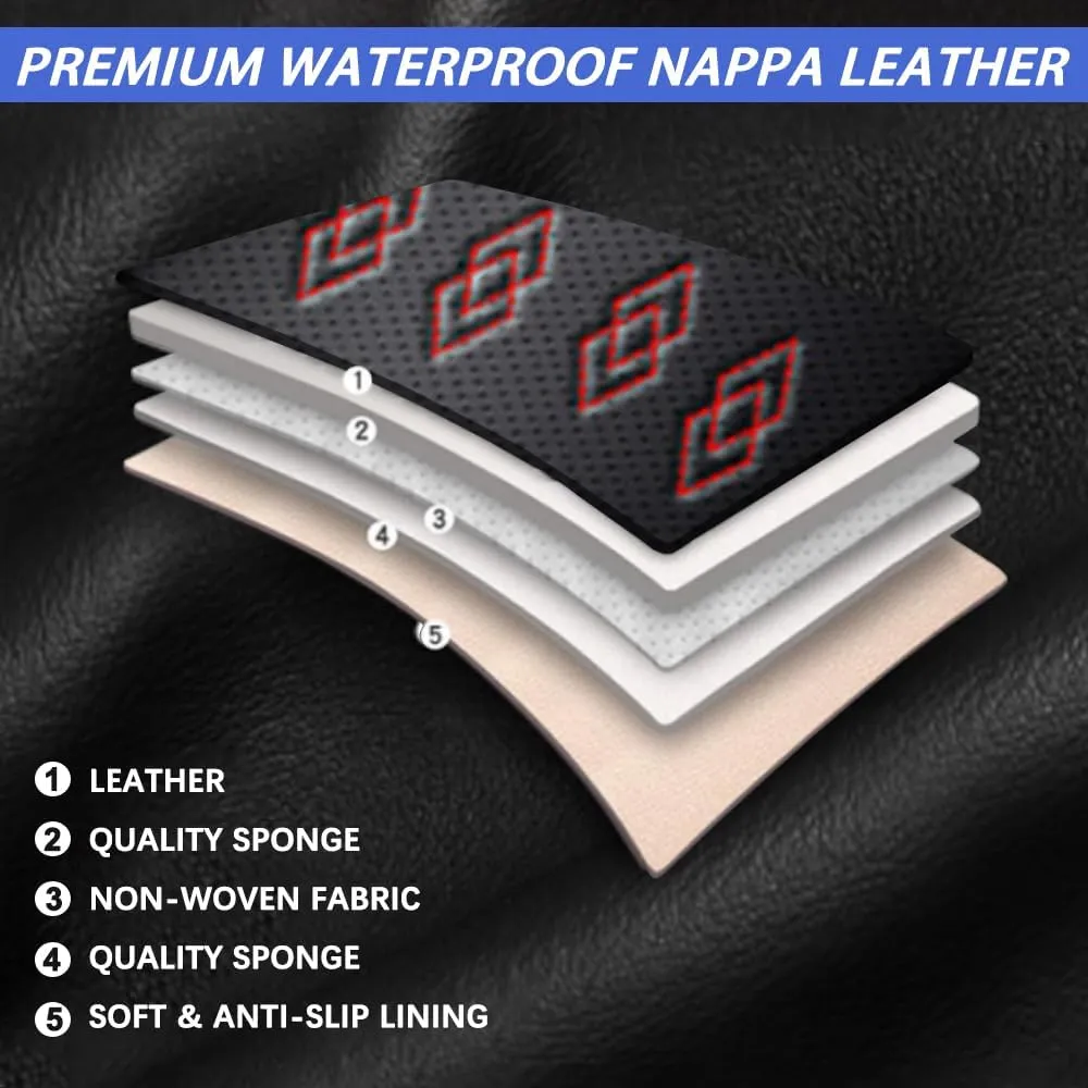 Car Seat Covers for Mitsubishi Mirage G4 2017-2024,Waterproof Leather Seat Covers 5-Seats Luxury,Interior Accessories with Airbag,Automobile Seat Cover Sets for Mirage G4(Black Red)