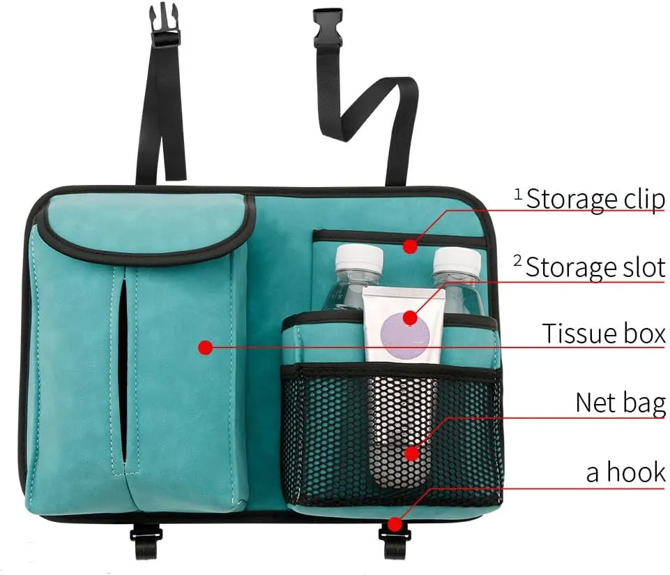 Car Seat Storage Bag for Dodge Challenger RWD 2018 2019 2020 2021 2022 2023, Kids Toy Backrest Hanging Organiser Waterproof Tissue Water Bottle Travel Accessories,Blue