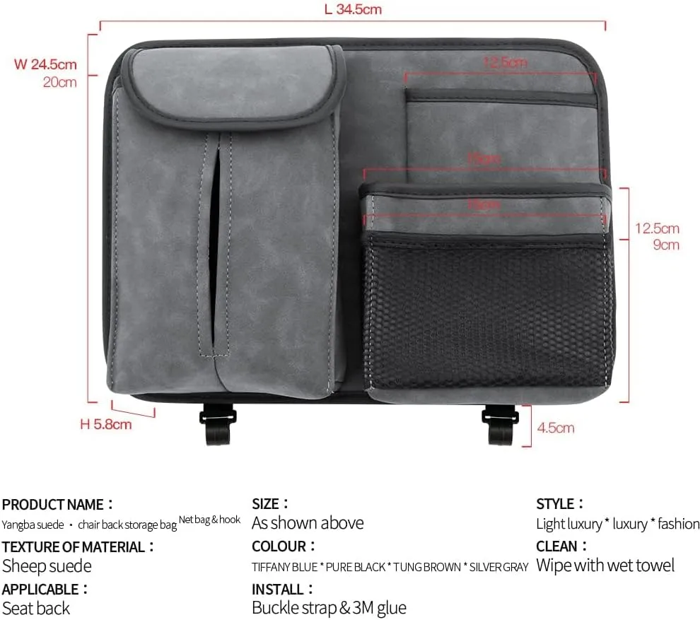 Car Seat Storage Bag for Dodge Challenger RWD 2018 2019 2020 2021 2022 2023, Kids Toy Backrest Hanging Organiser Waterproof Tissue Water Bottle Travel Accessories,Blue