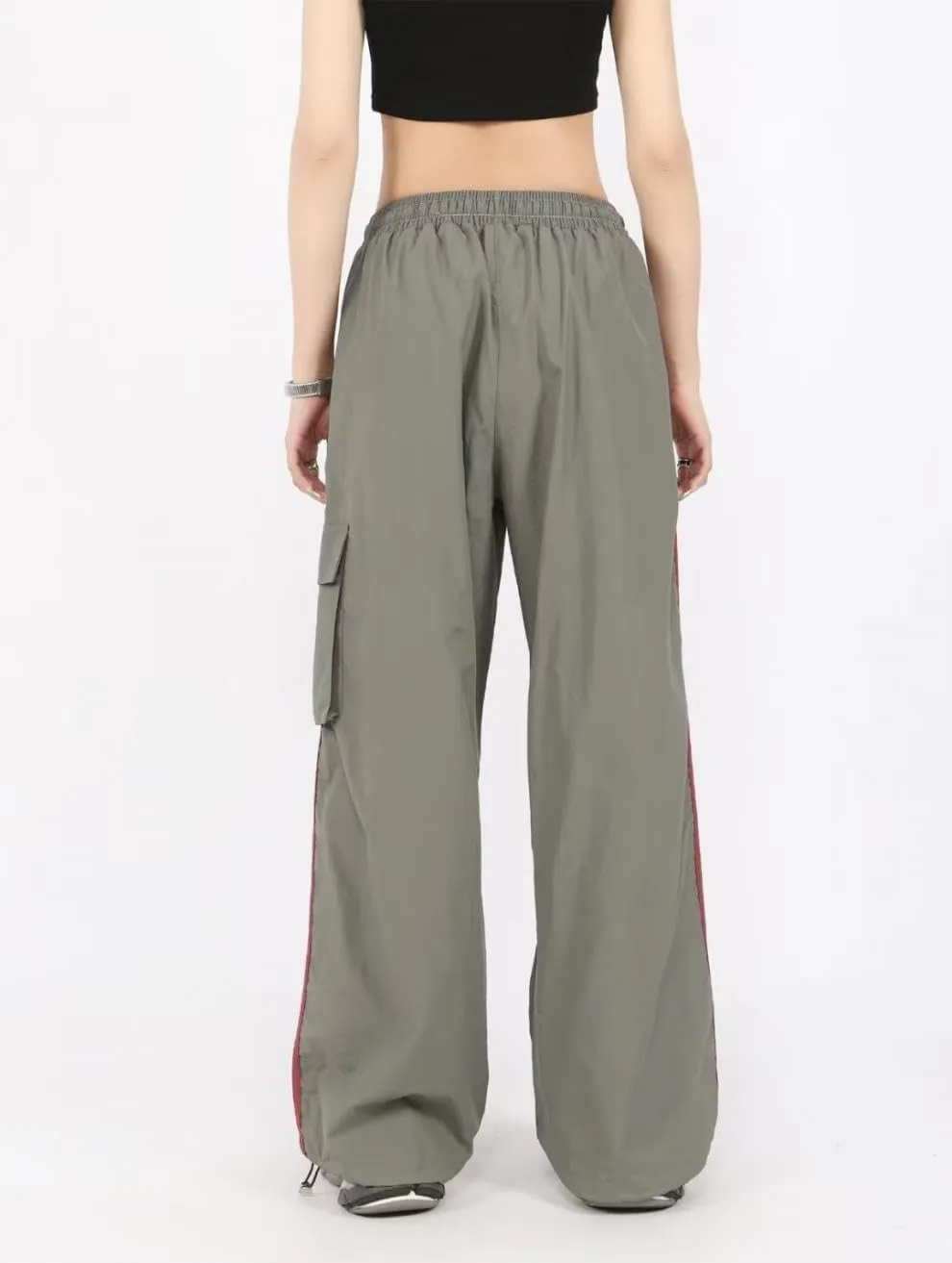 Cargo Parachute Pants Baggy Sweatpants for Women Drawstring Hip Hop Wide Leg Trousers Casual Joggers Y2k Streetwear