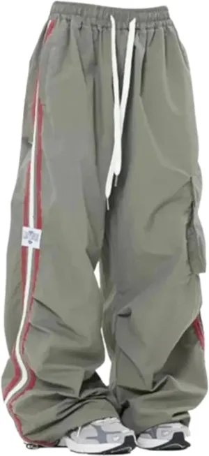 Cargo Parachute Pants Baggy Sweatpants for Women Drawstring Hip Hop Wide Leg Trousers Casual Joggers Y2k Streetwear