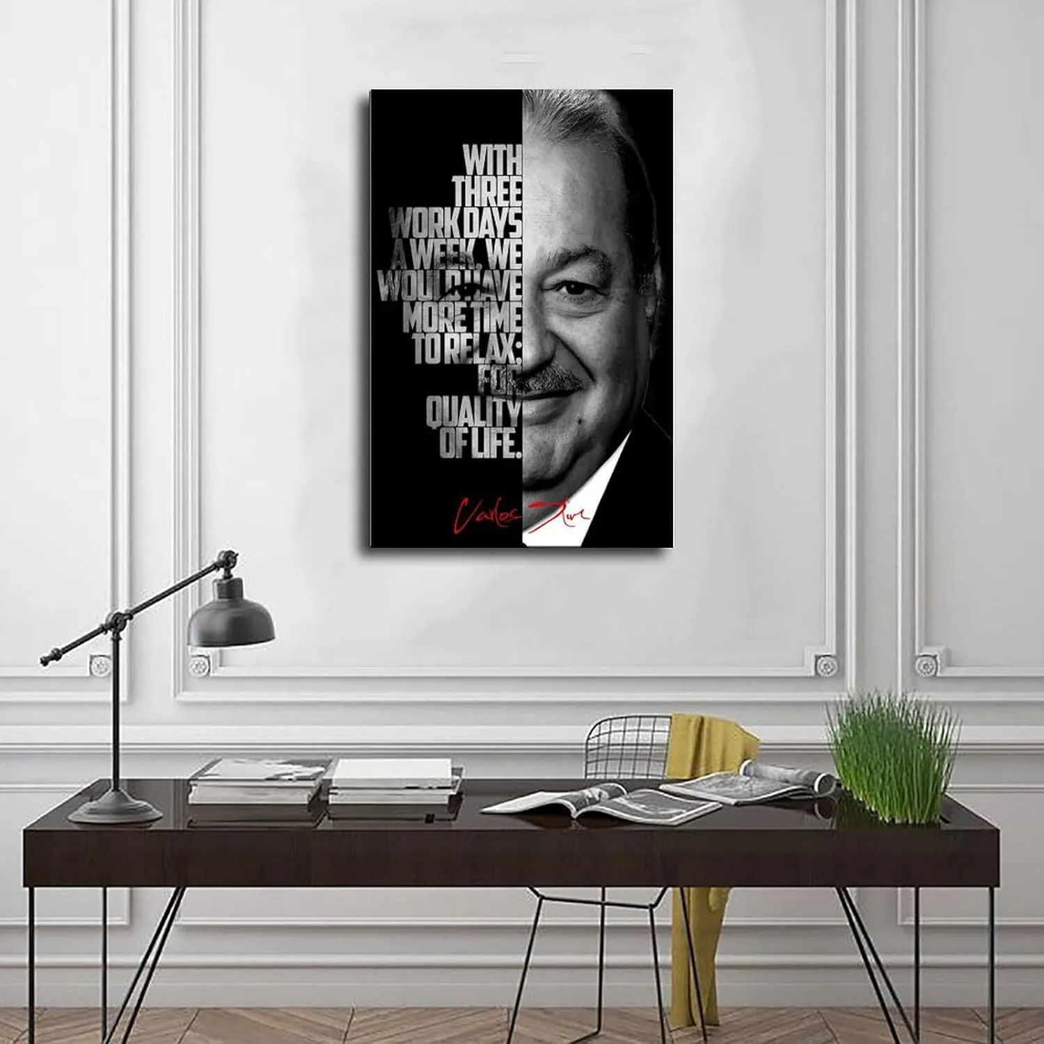 Carlos Slim Celebrity Quotes Poster 2 Canvas Poster Bedroom Decor Landscape Office Room Decor Gift Frame:24x36inch(60x90cm)