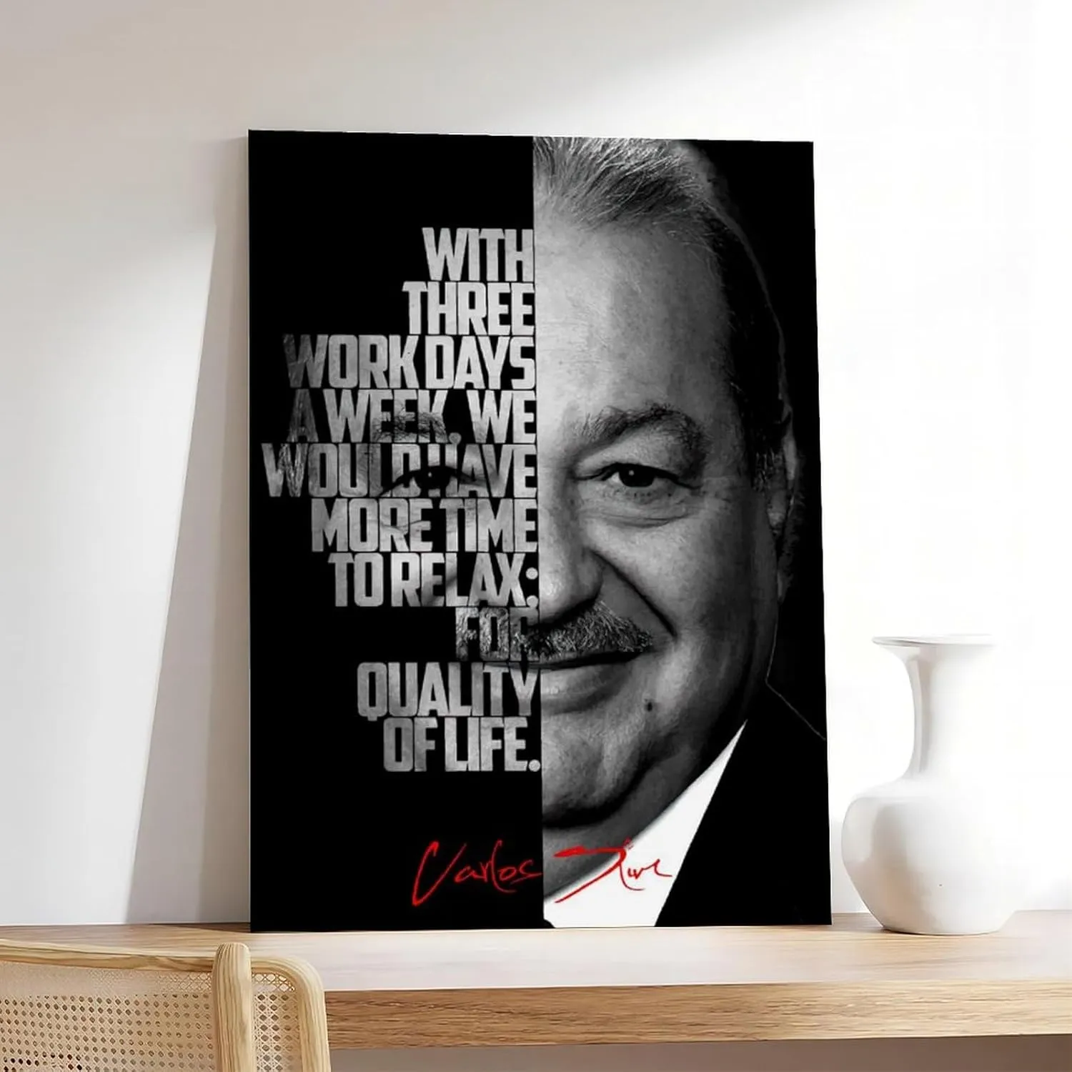 Carlos Slim Celebrity Quotes Poster 2 Canvas Poster Bedroom Decor Landscape Office Room Decor Gift Frame:24x36inch(60x90cm)