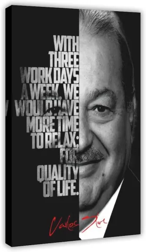 Carlos Slim Celebrity Quotes Poster 2 Canvas Poster Bedroom Decor Landscape Office Room Decor Gift Frame:24x36inch(60x90cm)