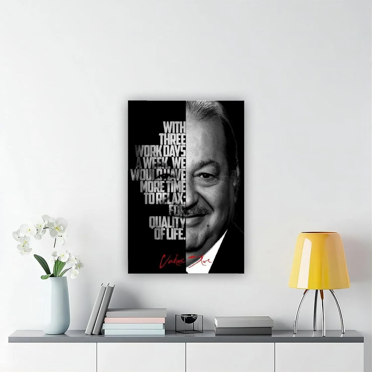 Carlos Slim Celebrity Quotes Poster 2 Canvas Poster Bedroom Decor Landscape Office Room Decor Gift Frame:24x36inch(60x90cm)