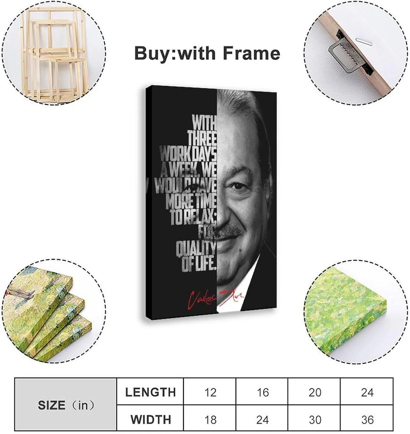 Carlos Slim Celebrity Quotes Poster 2 Canvas Poster Bedroom Decor Landscape Office Room Decor Gift Frame:24x36inch(60x90cm)