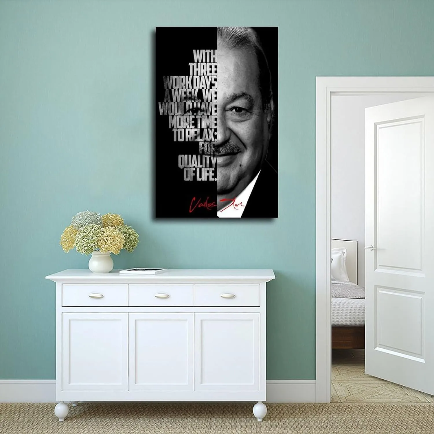Carlos Slim Celebrity Quotes Poster 2 Canvas Poster Bedroom Decor Landscape Office Room Decor Gift Frame:24x36inch(60x90cm)