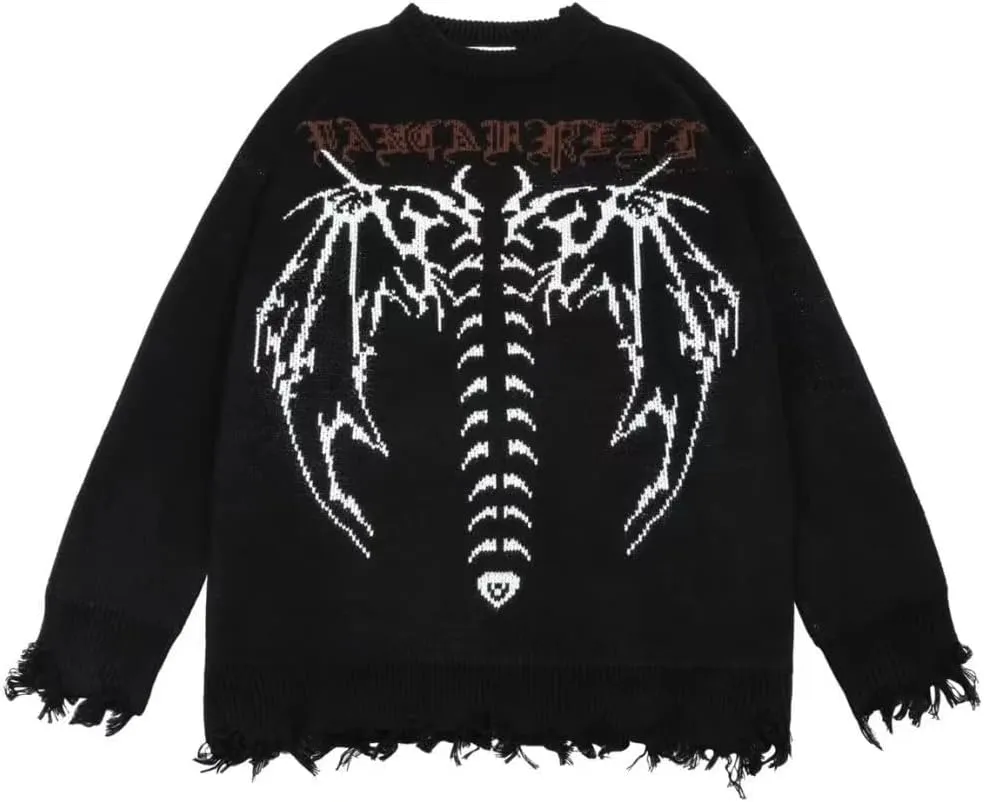 Cartoon Anime Knitted Sweater Men Winter Oversized Men's Rock Hip Hop Rap Pullover Women Jumper Ugly Sweater
