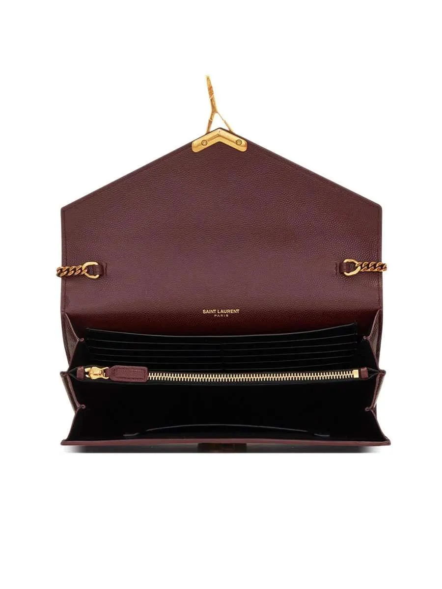 Cassandra Chain Wallet in Red Legion Grain de Poudre Leather