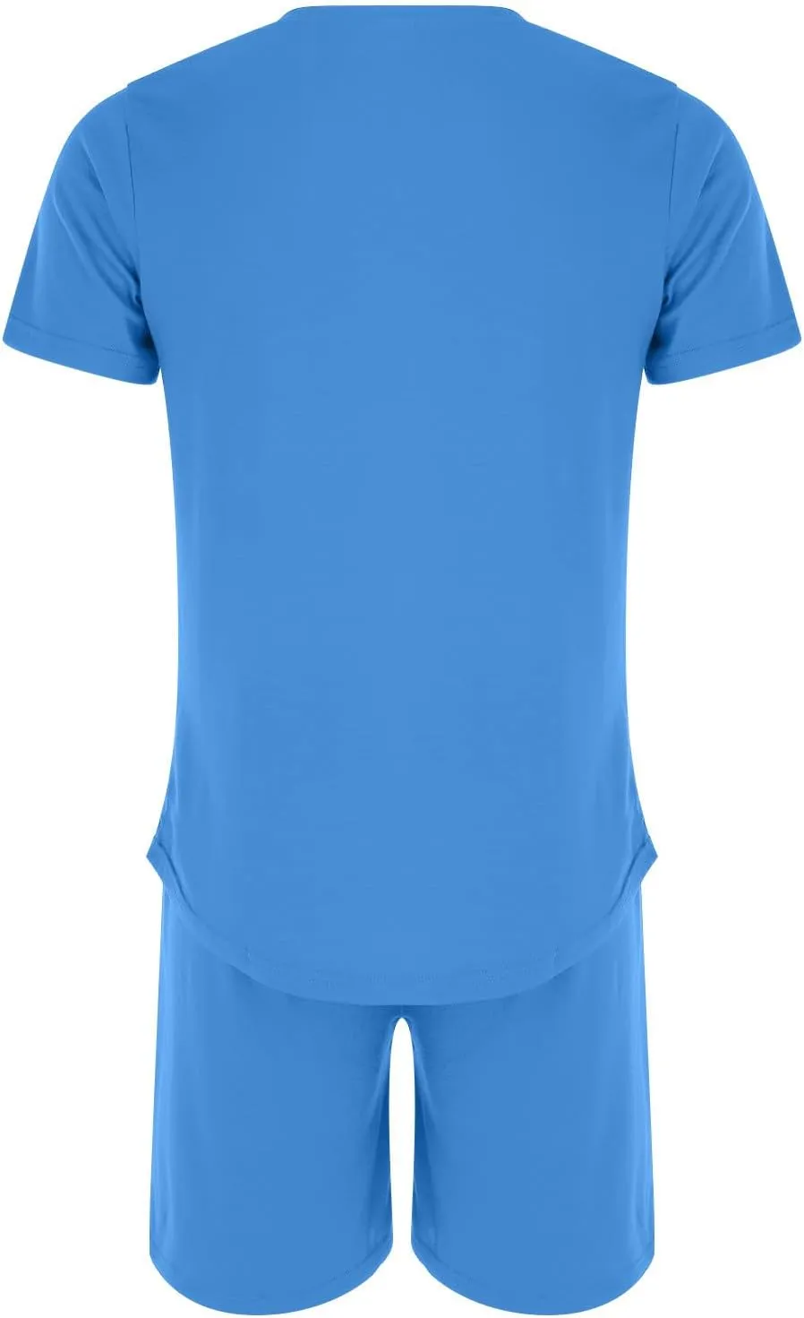 Casual 2 Piece Tracksuits for Men Slim Fit Crewneck Short Sleeve Shirt and Drawstring Shorts Sets Solid Curved Hem Outfits