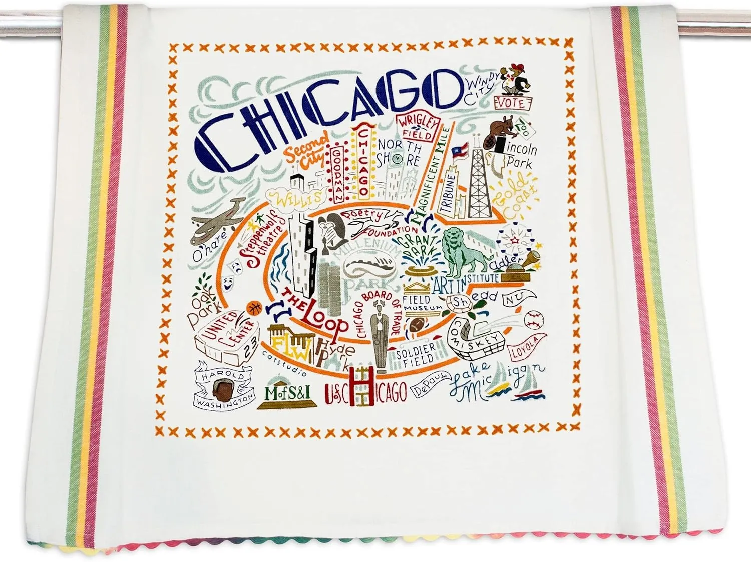 Catstudio Chicago Dish Towel - U.S. State Souvenir Kitchen and Hand Towel, Perfect Tea Towels for Illinois Lovers, Travel Souvenir, Housewarming Gifts, Couple Gifts