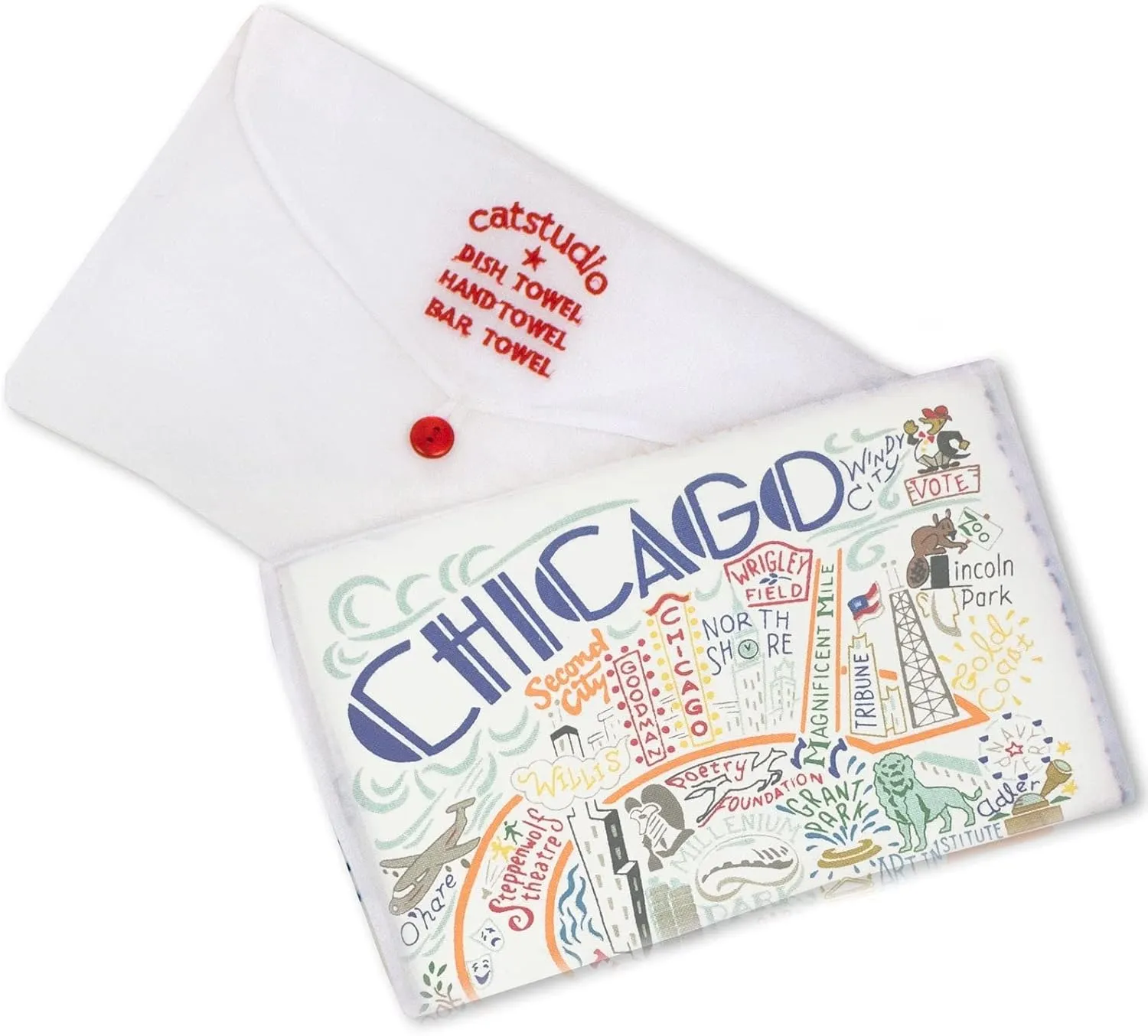 Catstudio Chicago Dish Towel - U.S. State Souvenir Kitchen and Hand Towel, Perfect Tea Towels for Illinois Lovers, Travel Souvenir, Housewarming Gifts, Couple Gifts