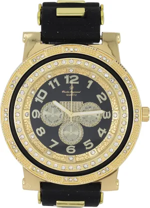 Charles Raymond Iced Oversized Hip Hop Bullet Rubber Band Mens Watch, That Shows Your Lust for Life - GJM (ST10411 Black Panther)