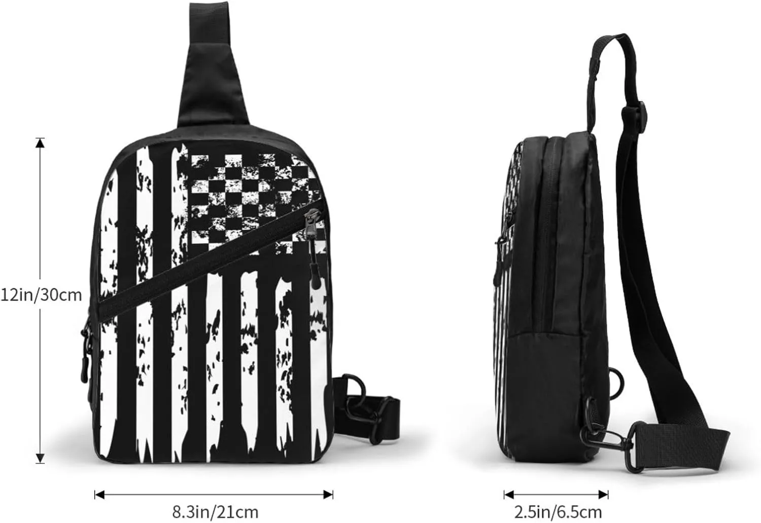 Checkered American Flag Racing Portable Sling Bags Packable Crossbody Bag Foldable Sport Daypack Reusable Shoulder Backpack Diagonally Chest Bag for Workout Travel