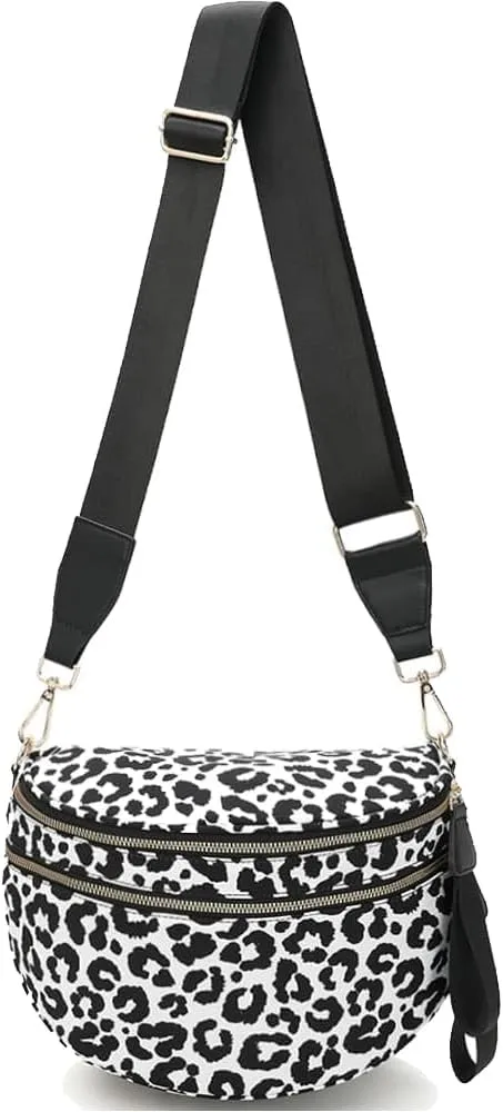 Checkered Bum Bag Crossbody Nylon Bum Bags for Women Crossbody Checkereds Purse ali bag Gold Blush Bum Bag (Black-B)