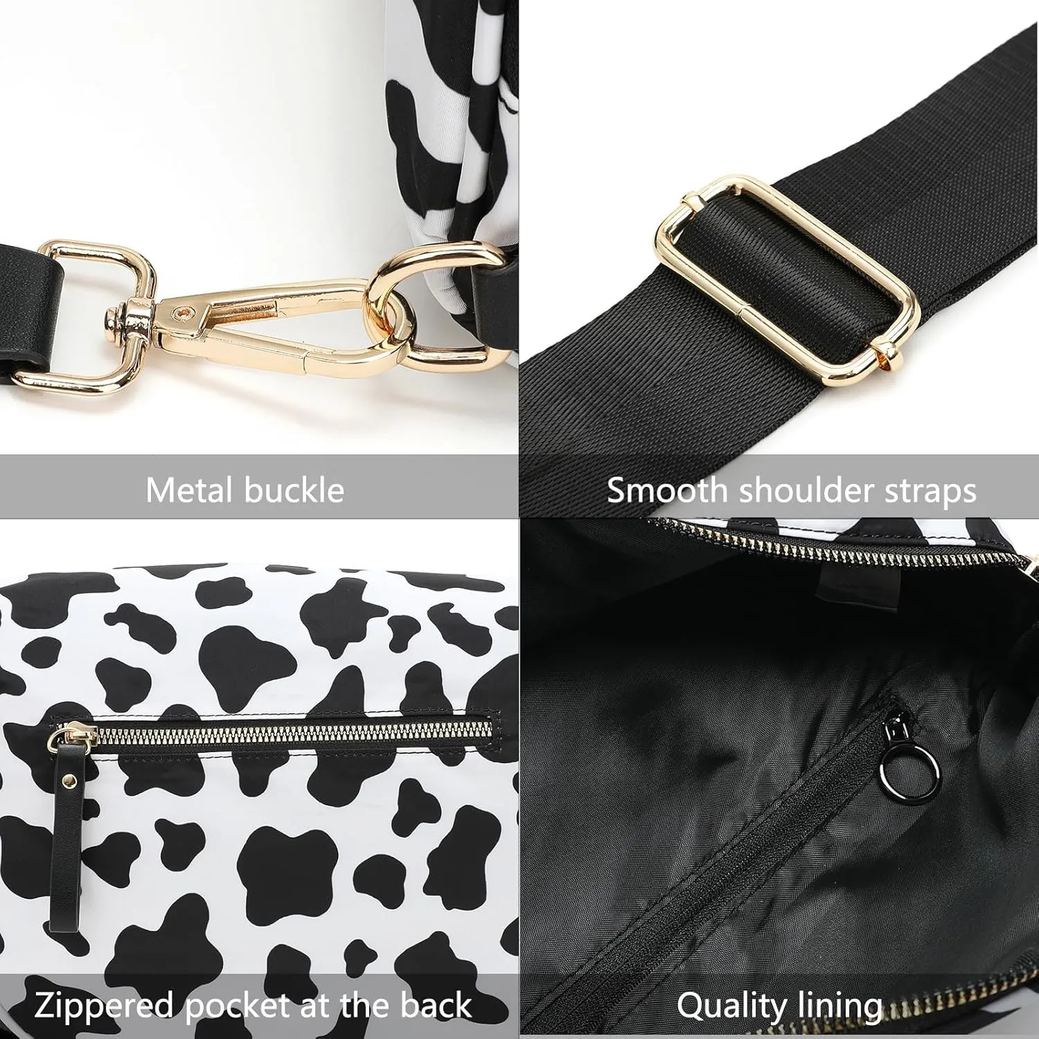 Checkered Bum Bag Crossbody Nylon Bum Bags for Women Crossbody Checkereds Purse ali bag Gold Blush Bum Bag (Black-B)