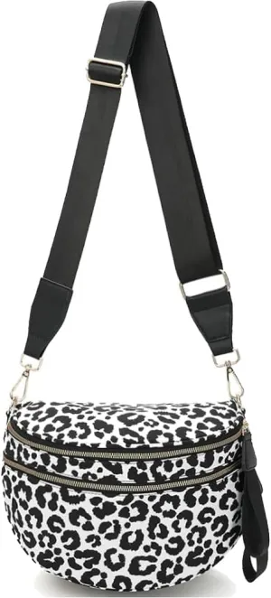 Checkered Bum Bag Crossbody Nylon Bum Bags for Women Crossbody Checkereds Purse ali bag Gold Blush Bum Bag (Black-B)