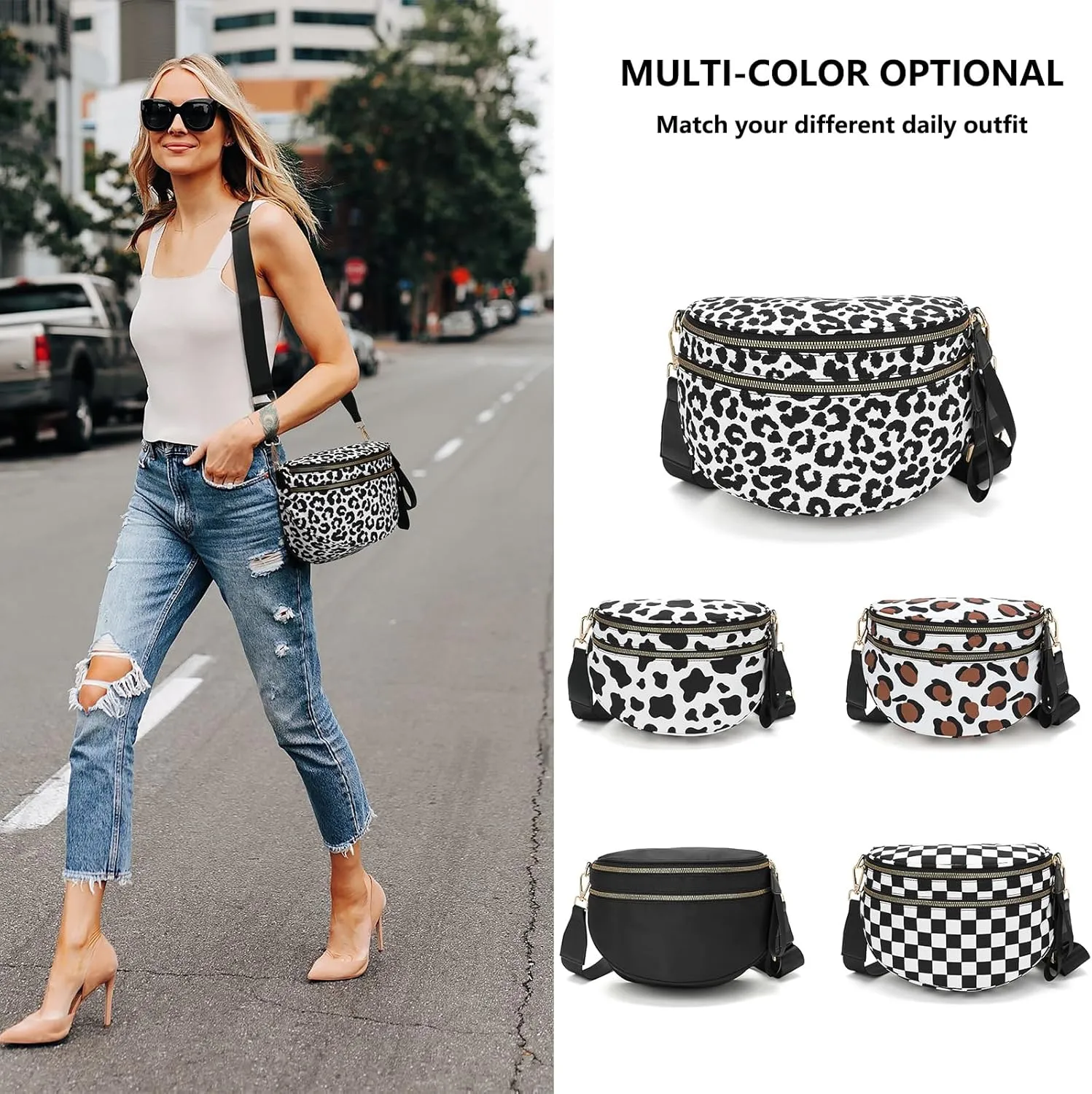 Checkered Bum Bag Crossbody Nylon Bum Bags for Women Crossbody Checkereds Purse ali bag Gold Blush Bum Bag (Caramel)